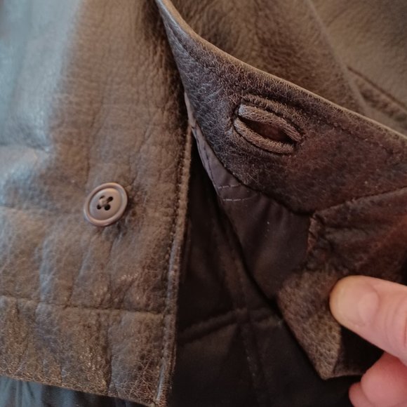 Eddie Bauer Brown Leather Car Coat - Picture 5 of 8